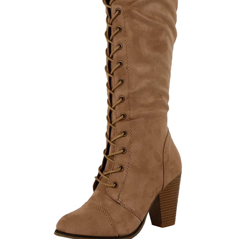 over the knees brown lace boots